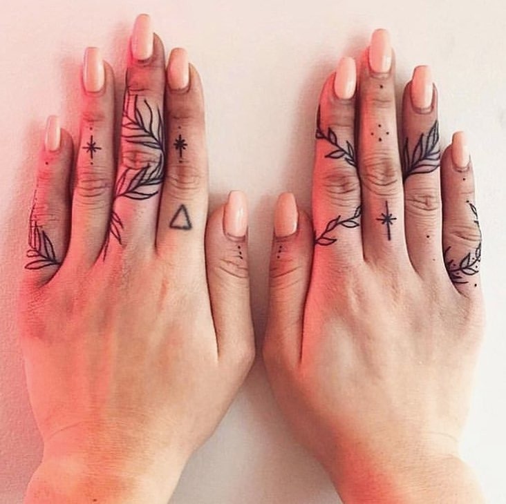 Botanical and Geometric Finger Tattoos Tattoo Design