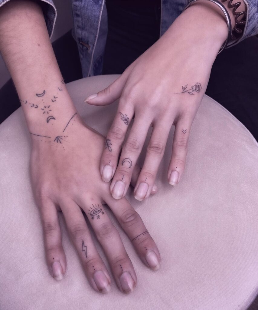 Celestial and Nature Finger Tattoos Tattoo Design