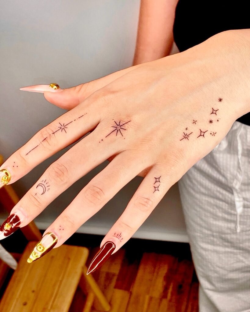 Celestial Constellation Finger Tattoos Tattoo Design