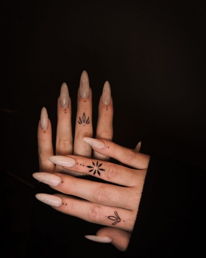 Geometric Floral Finger Tattoos Tattoo Design