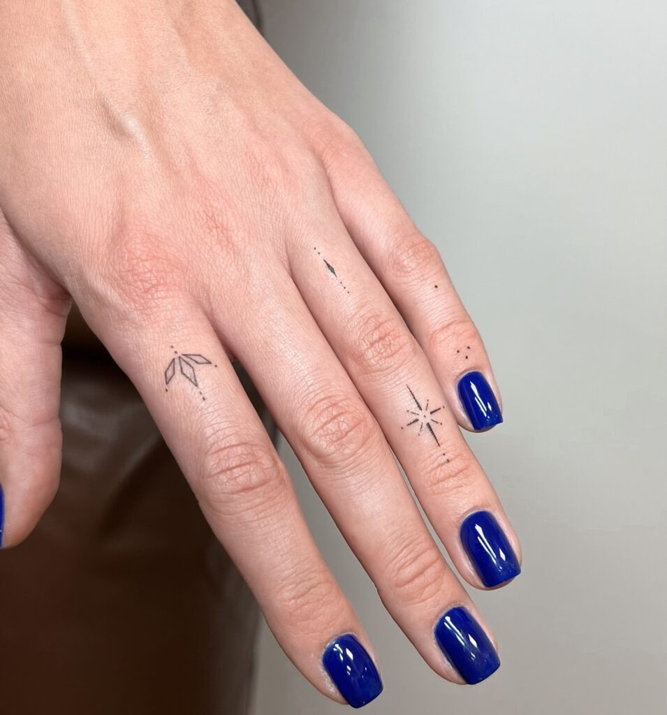 Geometric Leaf and Star Finger Tattoos Tattoo Design