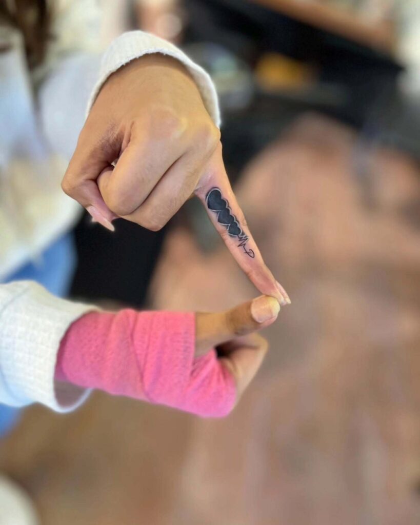 Heartbeat and Hearts Finger Tattoo Tattoo Design