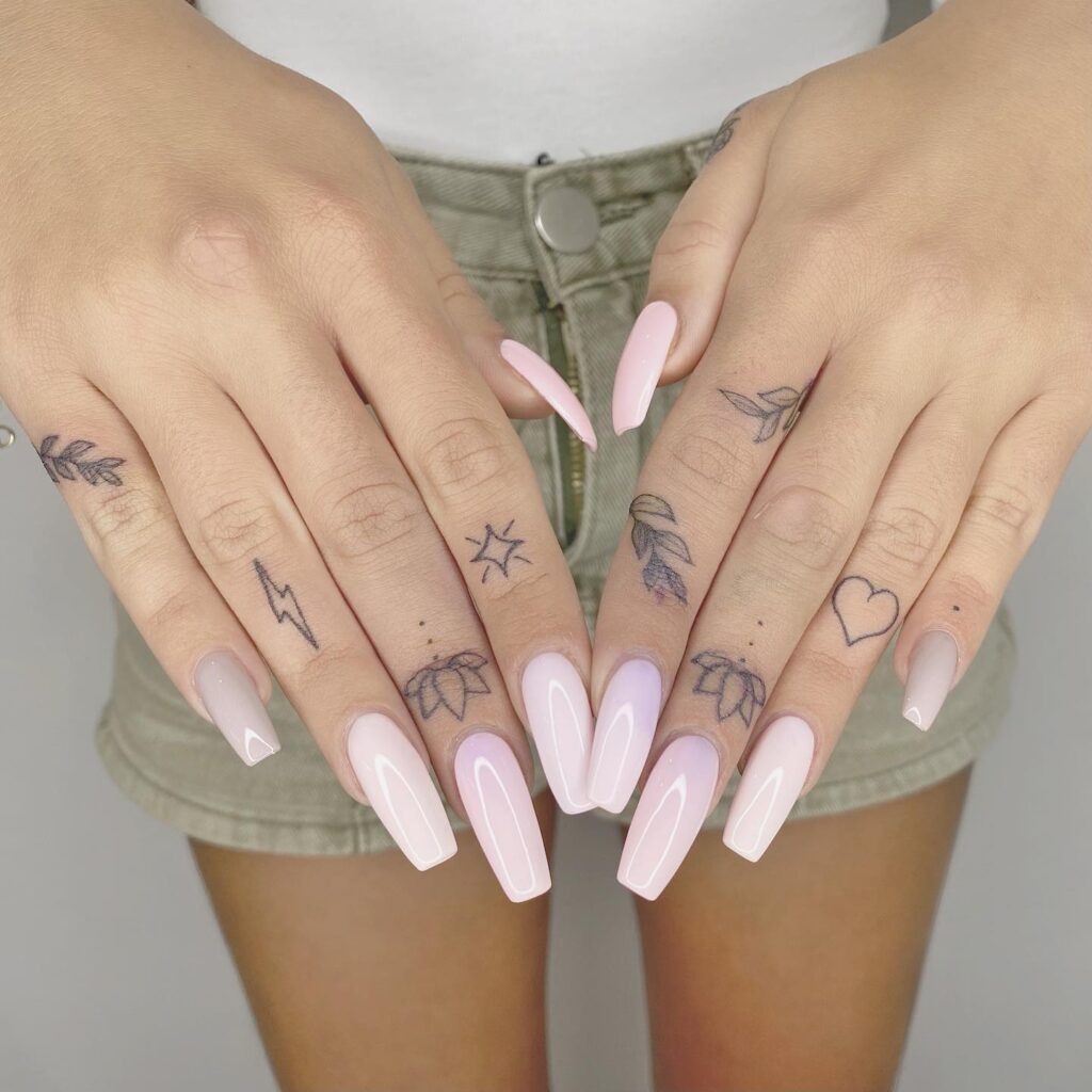 Leaf, Heart, and Star Finger Tattoos Tattoo Design