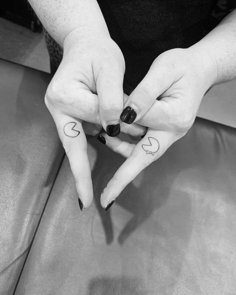 Matching Pac-Man Finger Tattoos Tattoo Design