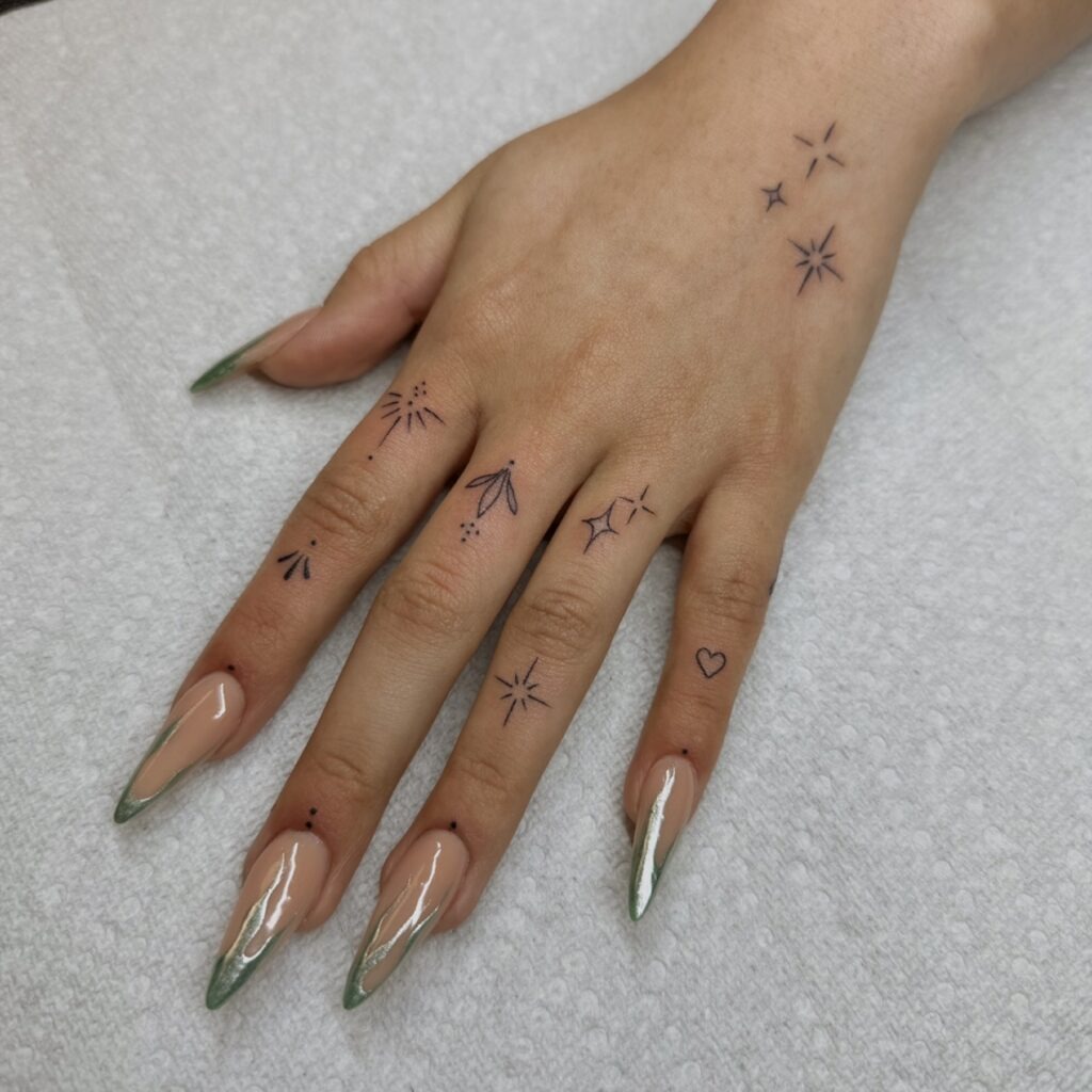 Minimal Star and Heart Finger Tattoos Tattoo Design