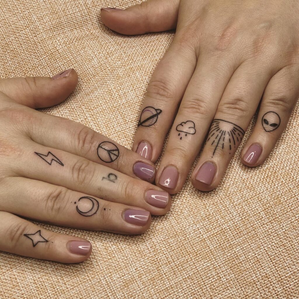 Planet and Space Finger Tattoos Tattoo Design