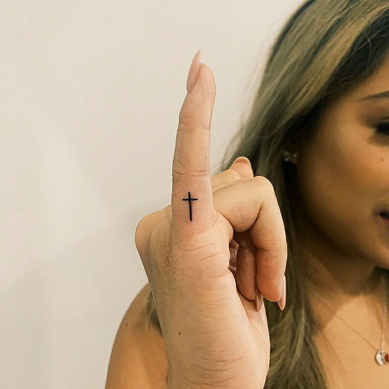 Simple Cross Finger Tattoo Tattoo Design