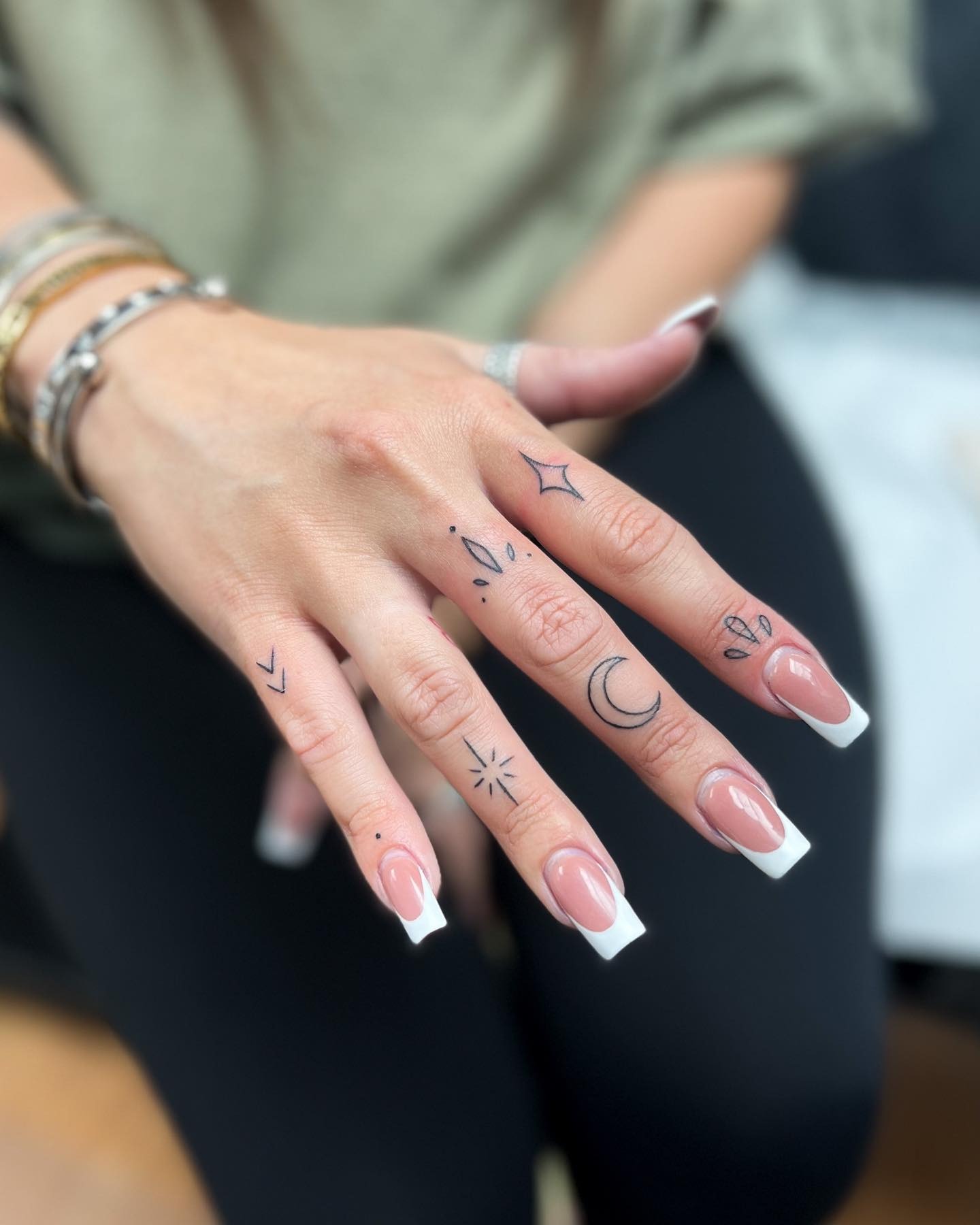 Star and Crescent Moon Finger Tattoos Tattoo Design