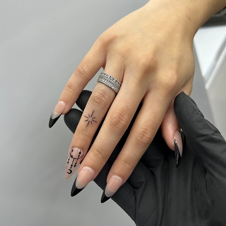 Star and Dreamcatcher Finger Tattoos Tattoo Design