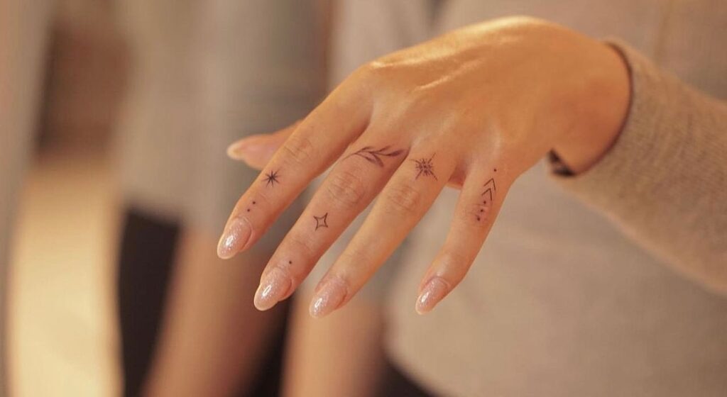 Star and Leaf Finger Tattoos Tattoo Design