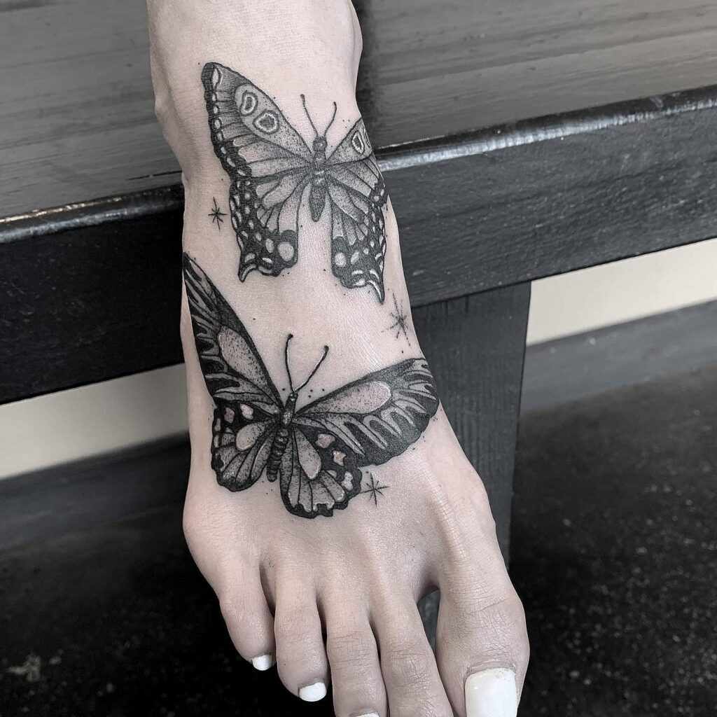 Blooming Pink Floral Foot Tattoo Tattoo Design