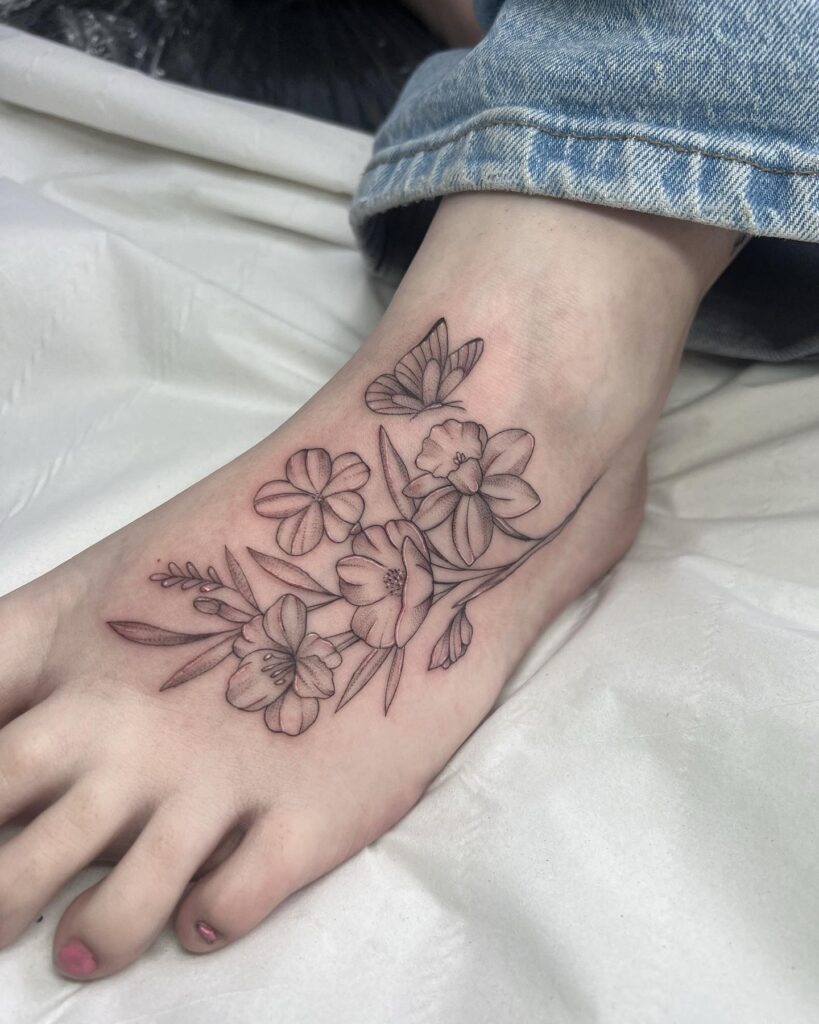 Colorful Butterfly Foot Tattoos Tattoo Design