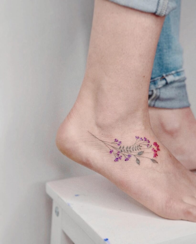 Dandelion and Butterflies Foot Tattoo Tattoo Design