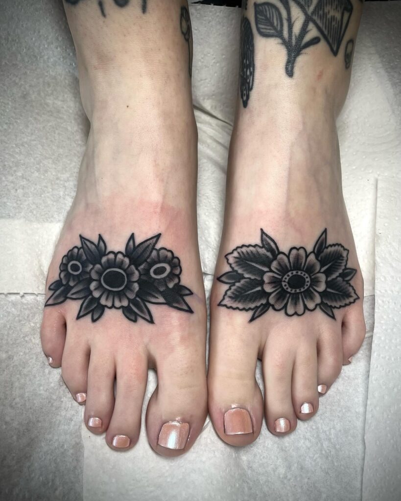 Delicate Floral Foot Tattoo Tattoo Design