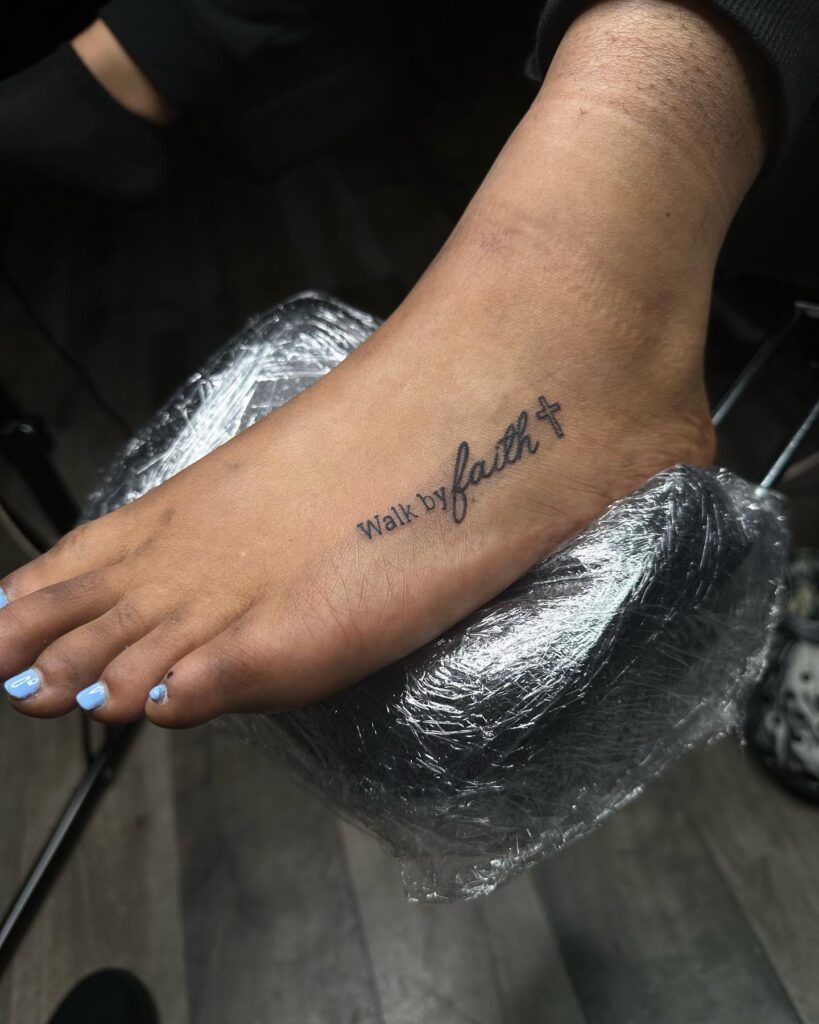Elegant Rose and Leaf Foot Tattoo Tattoo Design