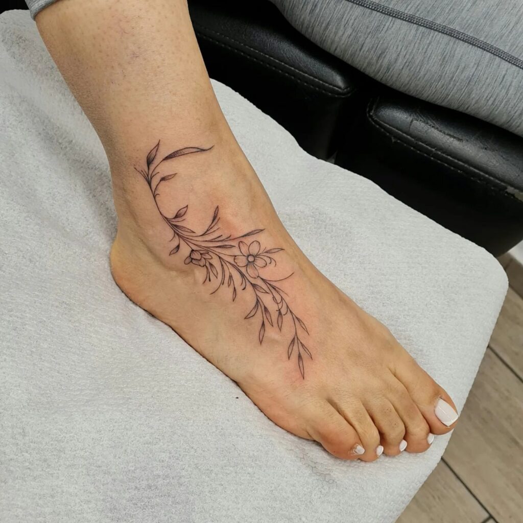 "Entropy" Tattoo with Dot Shading on Foot Tattoo Design