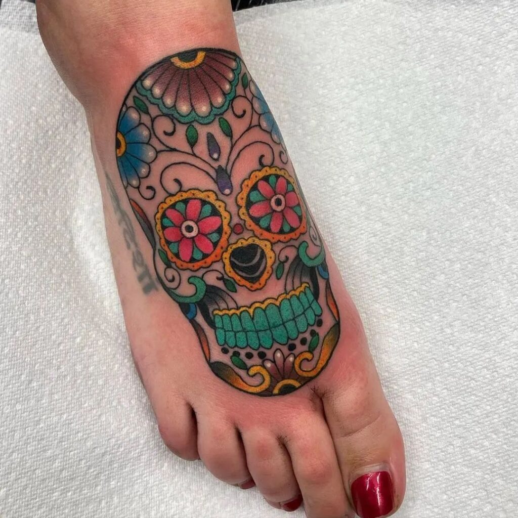 Gothic Castle-Inspired Foot Tattoo Design Tattoo Design