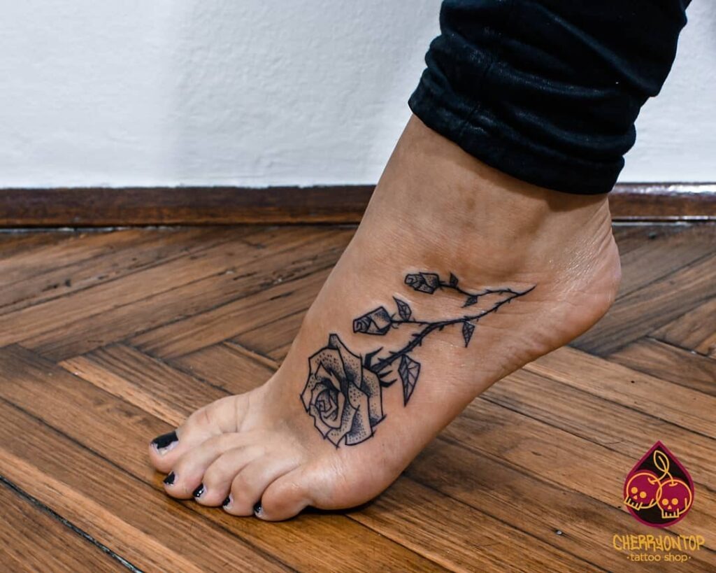 Graceful Feather Foot Tattoo Tattoo Design