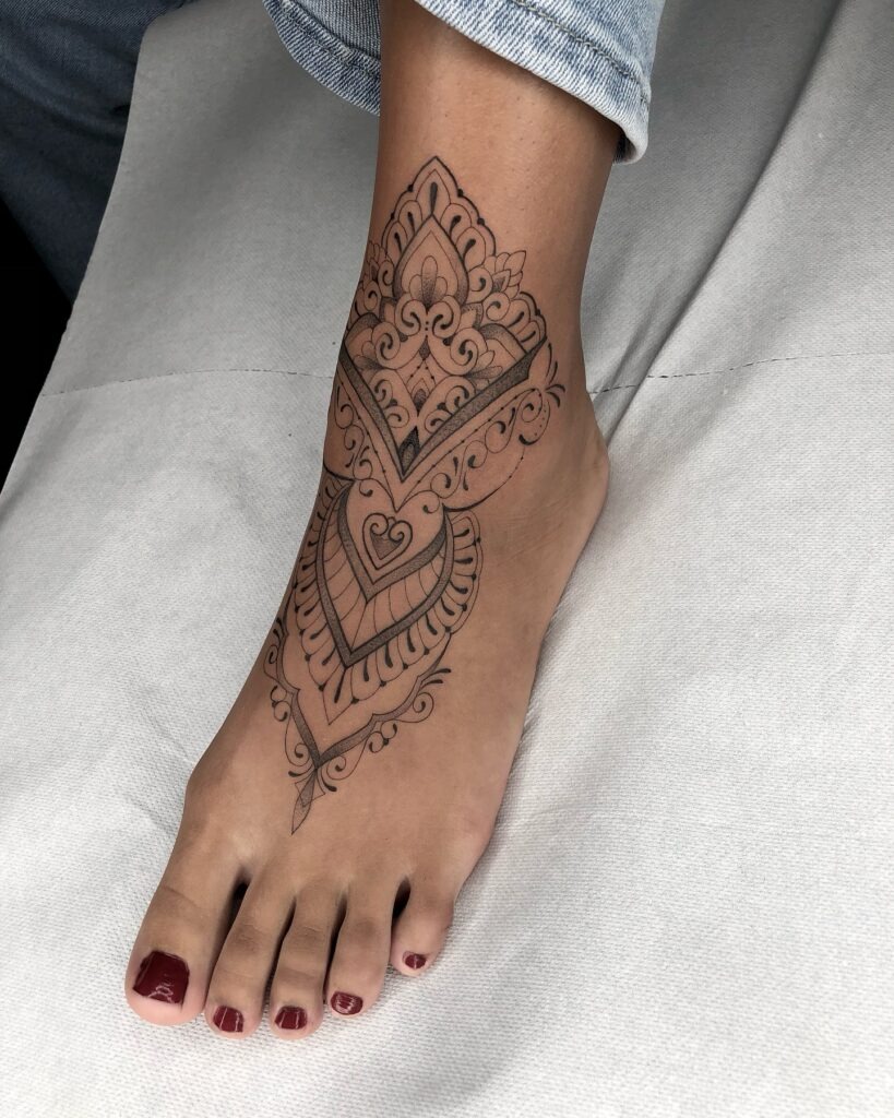 Intricate Lotus Mandala Foot Tattoo Tattoo Design