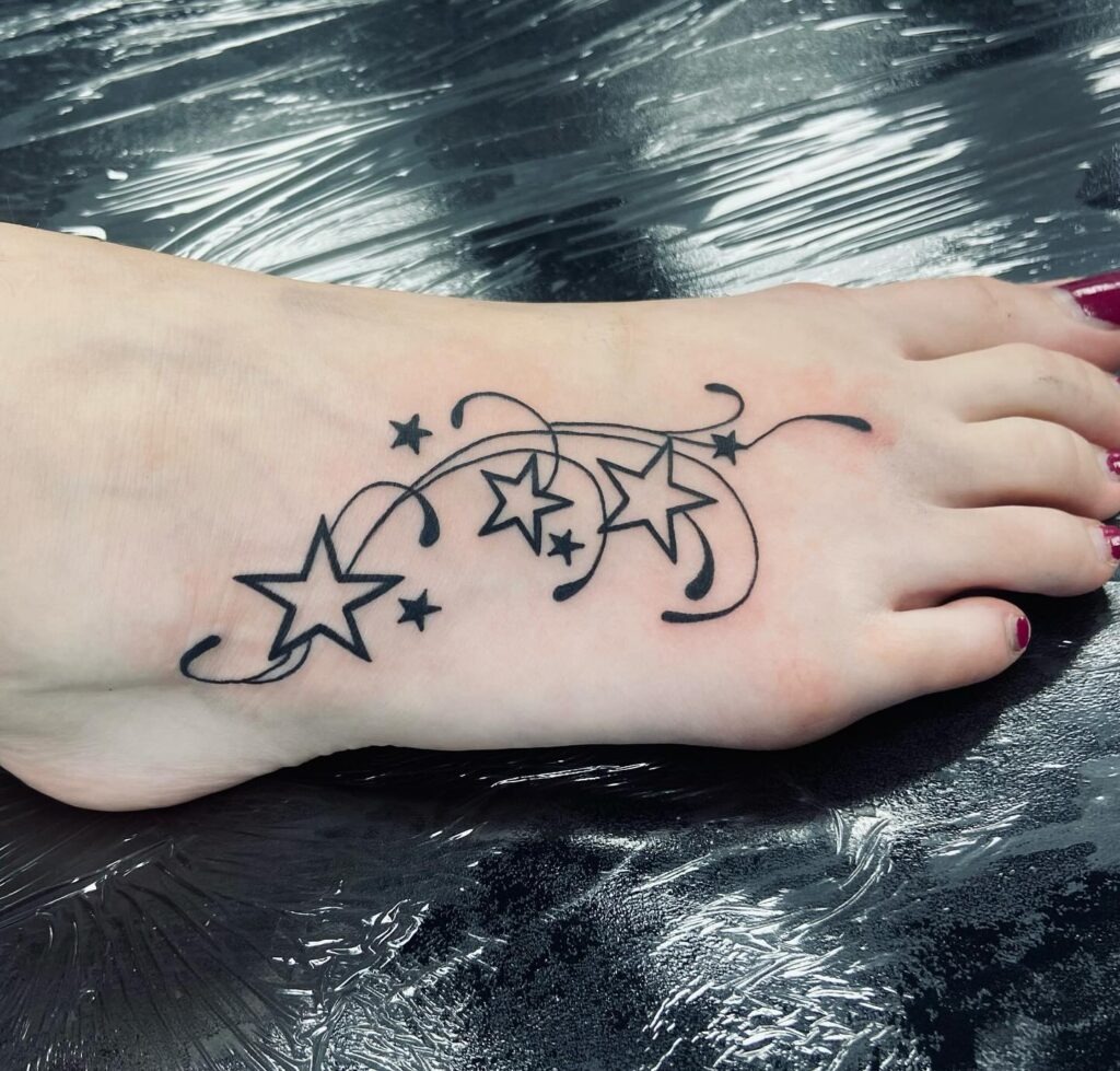 Minimalist Mountain and Sun Foot Tattoo Tattoo Design