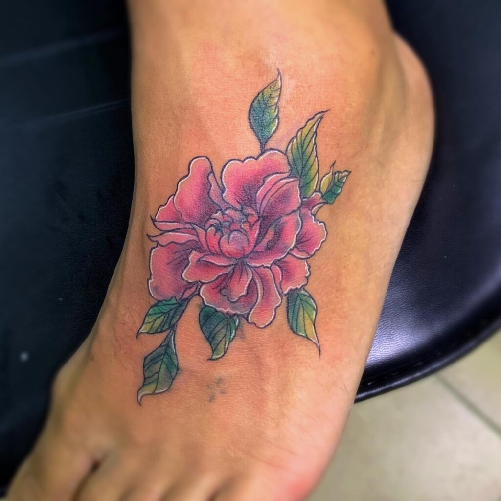Minimalist Multicolored Star Foot Tattoo Tattoo Design