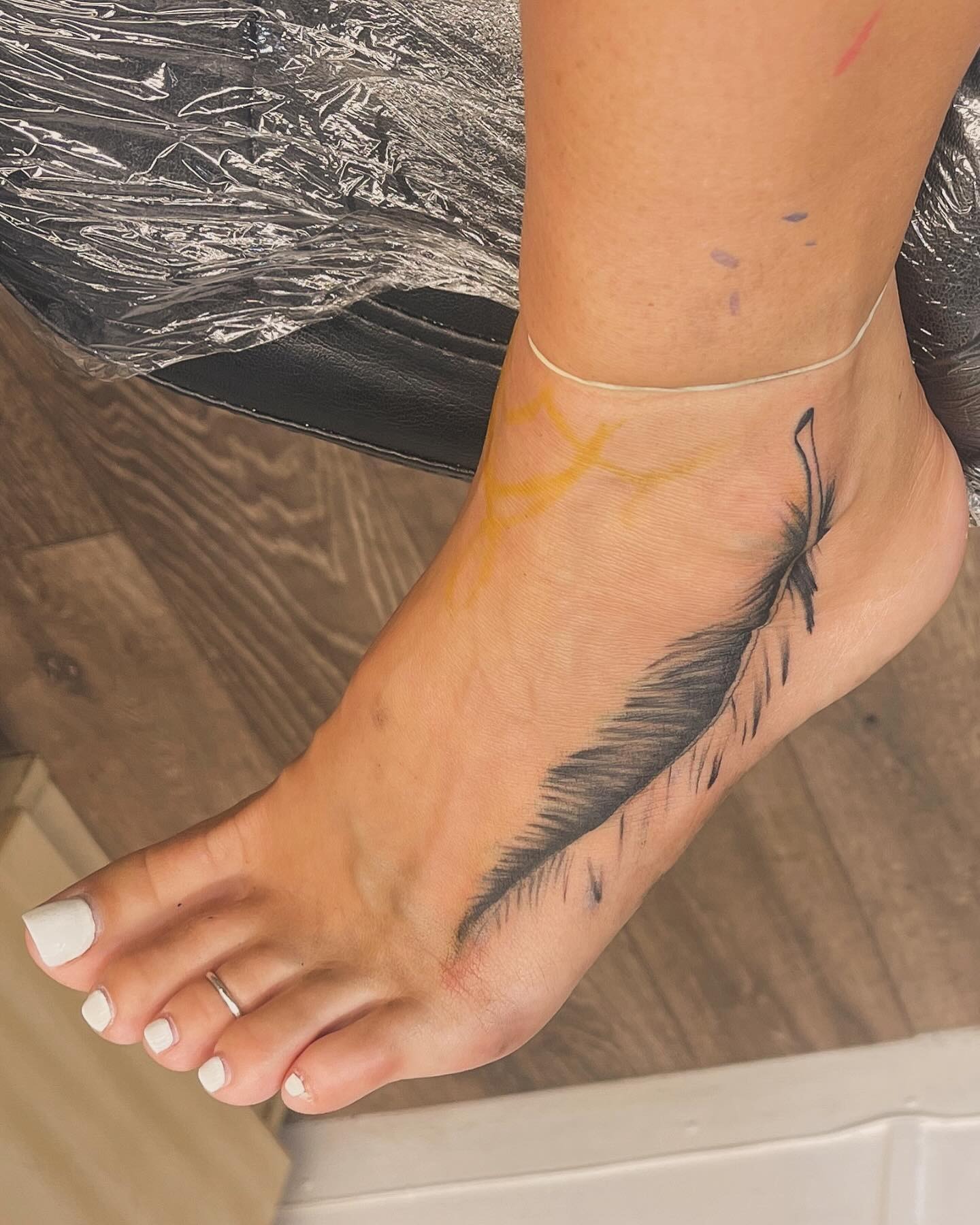 Ornamental Lotus and Mandala Foot Tattoo with Unalome Symbol Tattoo Design