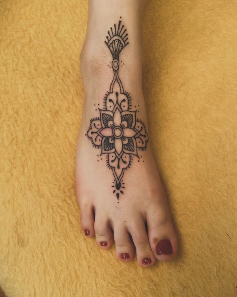 Ornamental Mandala Foot and Ankle Tattoo Tattoo Design