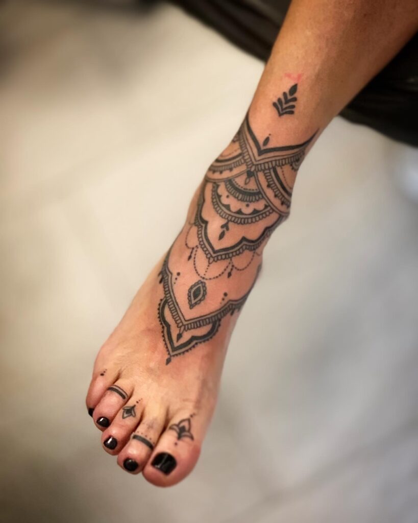 Ornate Mandala Foot and Ankle Tattoo Tattoo Design