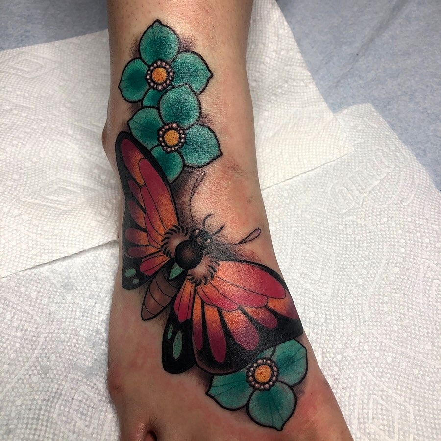 Stunning Black and Grey Rose Foot Tattoo Tattoo Design