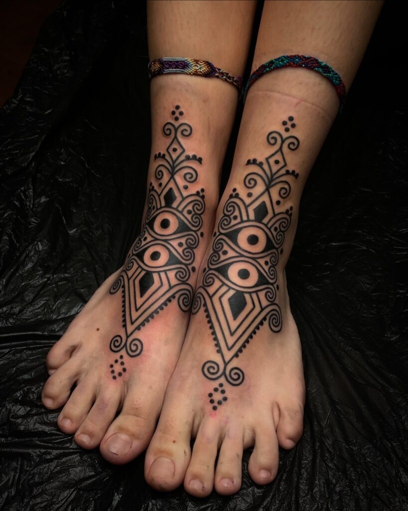 Sun and Moon Dual Foot Tattoo Tattoo Design