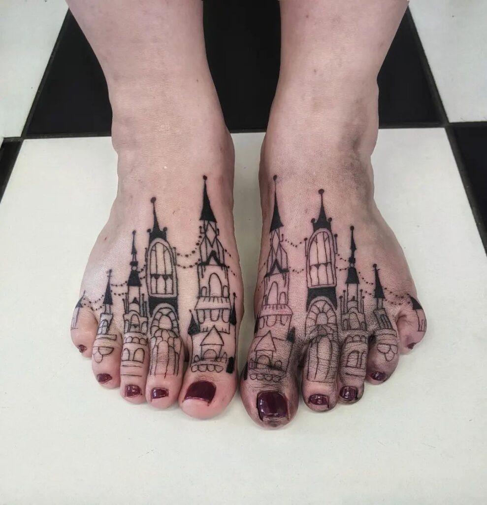 Turtle Foot Tattoo with World Map Design Tattoo Design