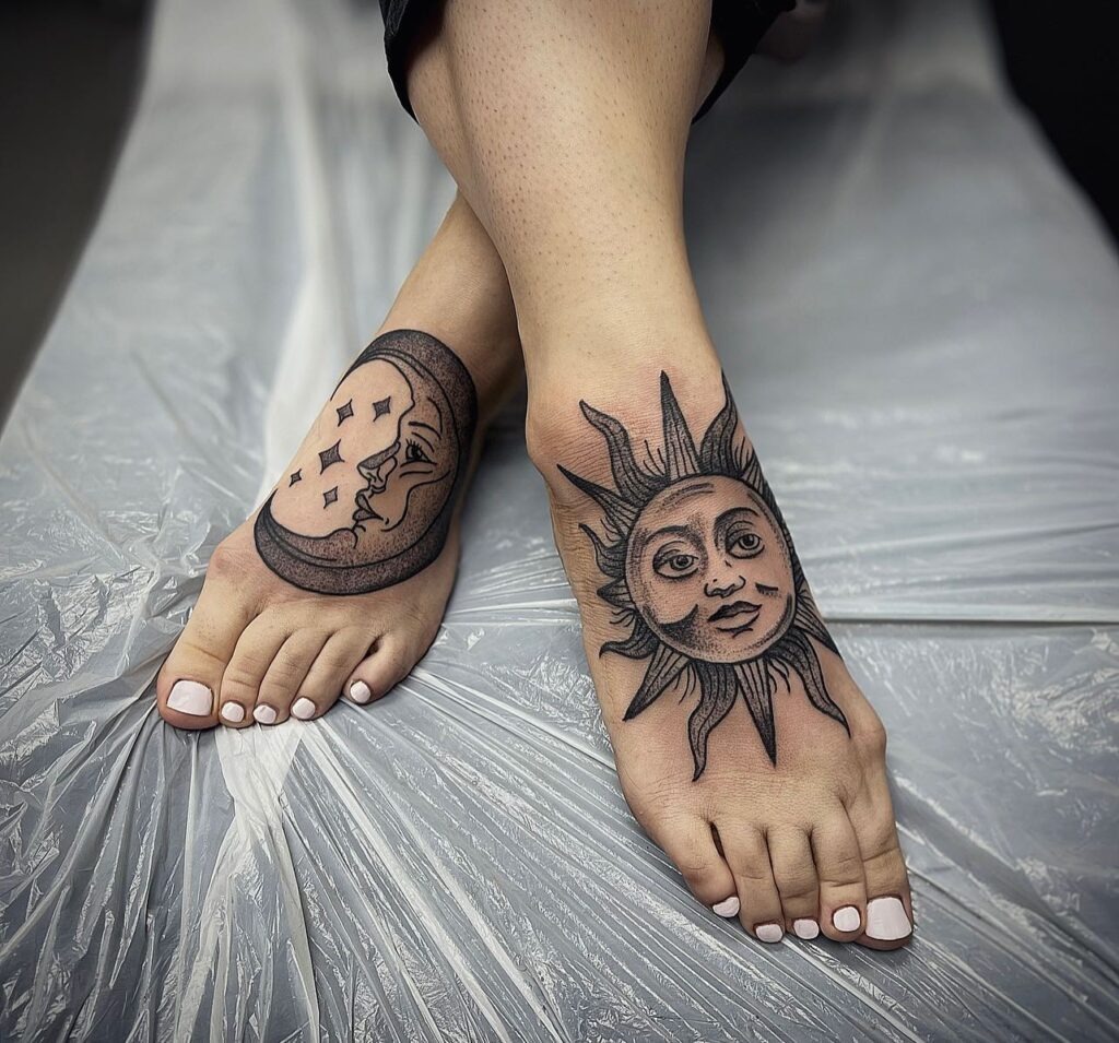 Vibrant Cherry Blossom Branch Foot Tattoo Tattoo Design