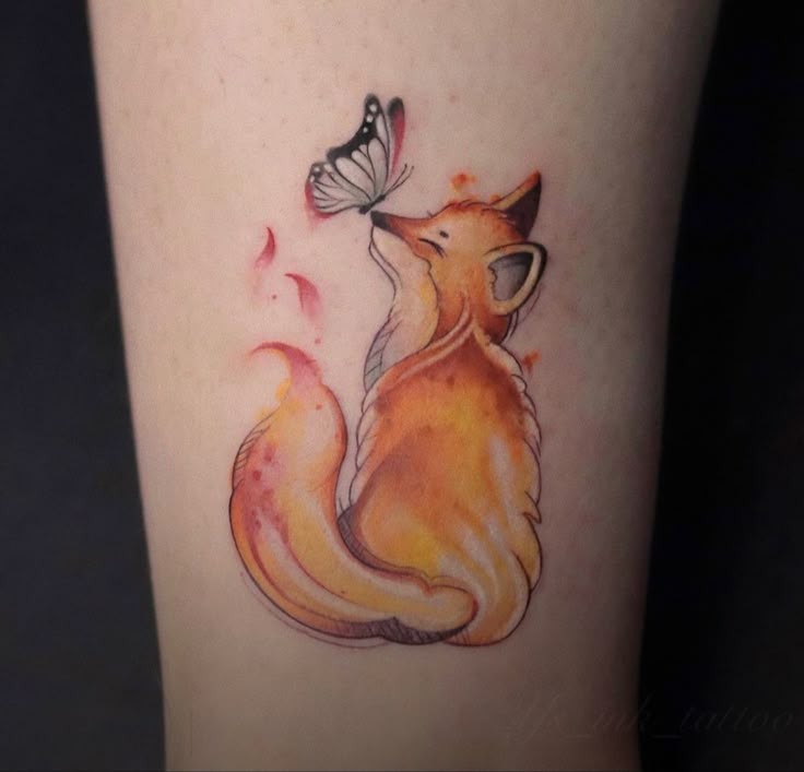 Butterfly Kiss Fox Tattoo Tattoo Design