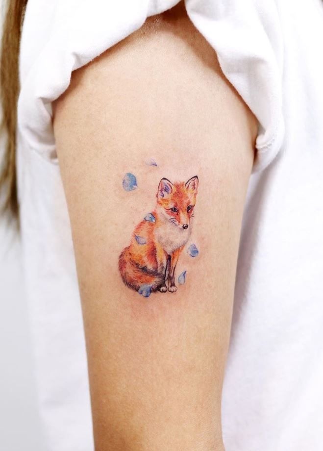 Watercolor Baby Fox Tattoo Tattoo Design