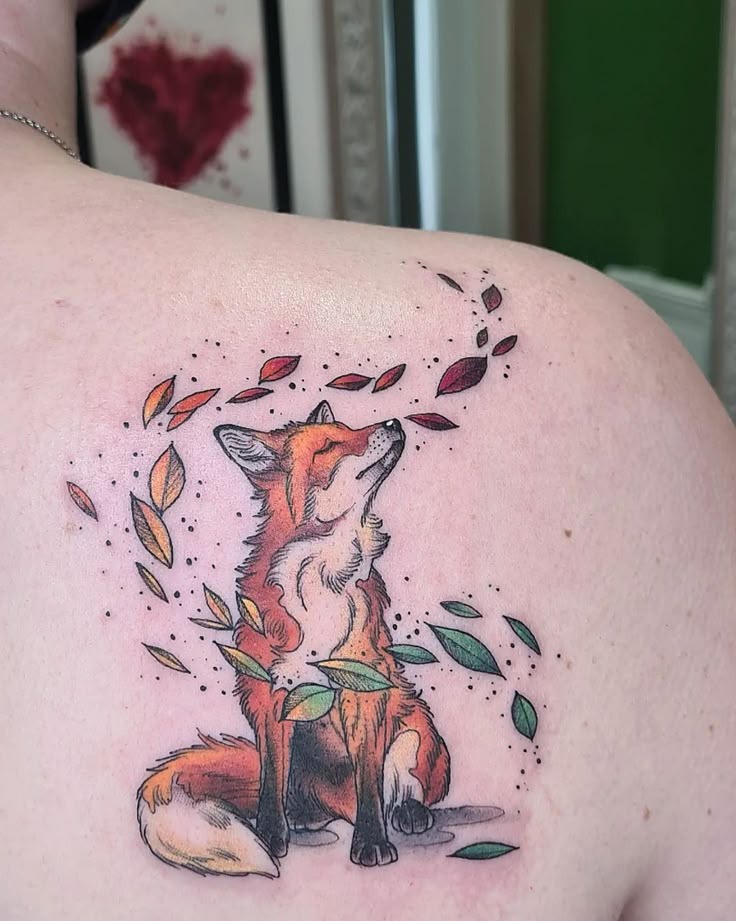 Whimsical Autumn Fox Tattoo Tattoo Design