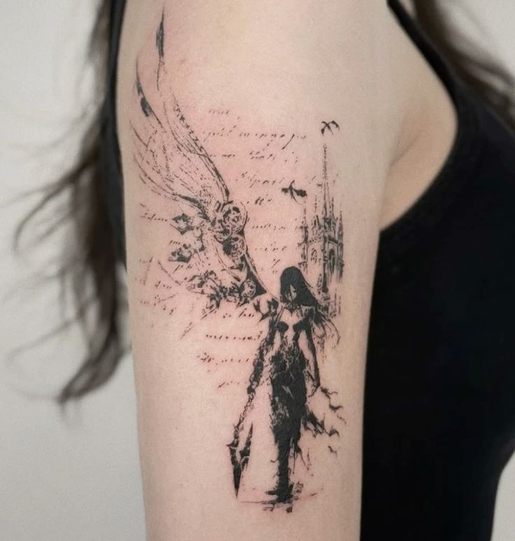 Dark Angel Upper Arm Tattoo Tattoo Design