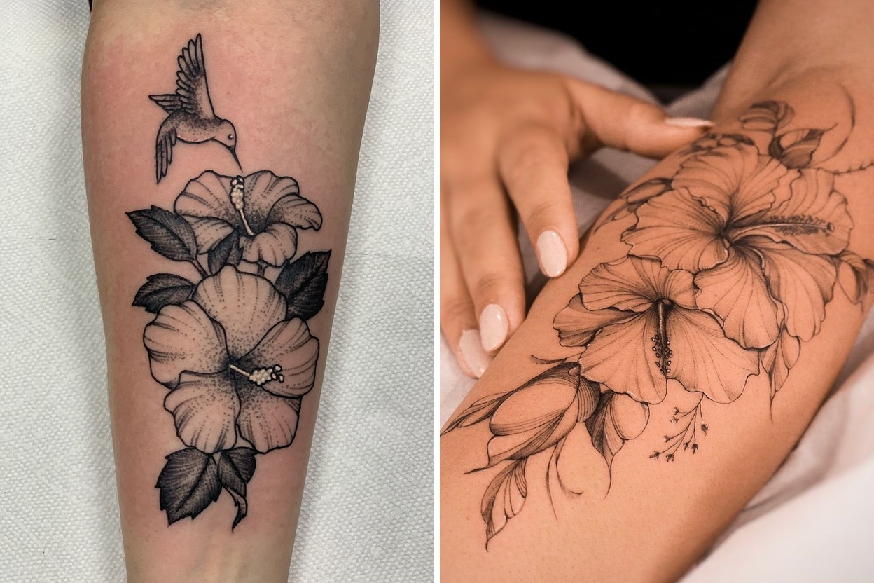 Women Gorgeous Hibiscus Tattoo Ideas That Redefine Modern Body Art Featured Lookbook Collage