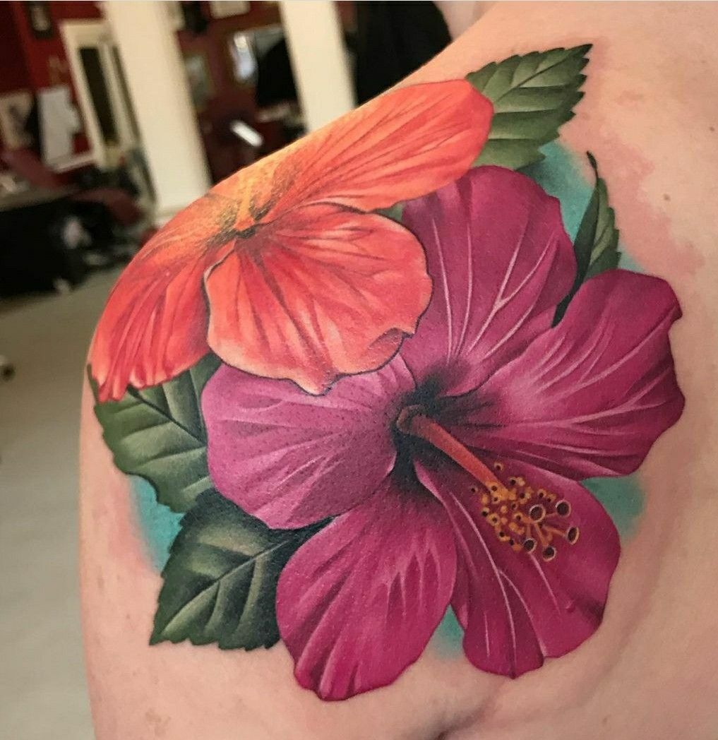 Hibiscus and Hummingbirds Back Tattoo Tattoo Design