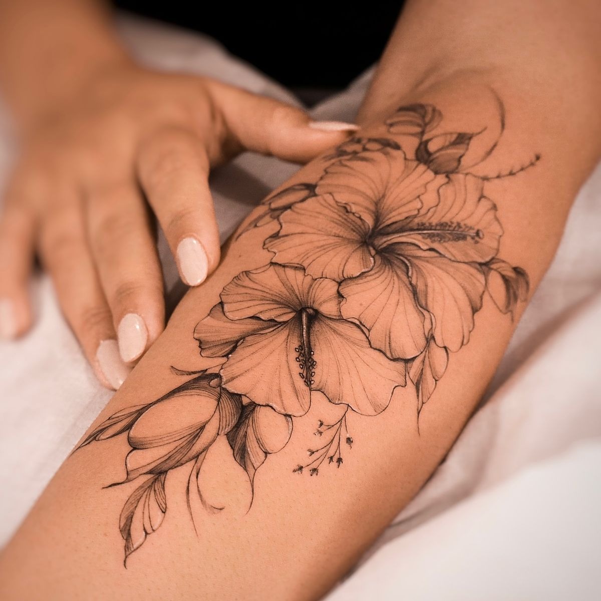 Hibiscus and Sunflower Harmony Tattoo Design