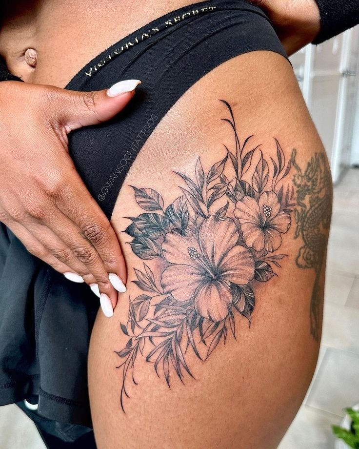 Hibiscus Hip Design Tattoo Design