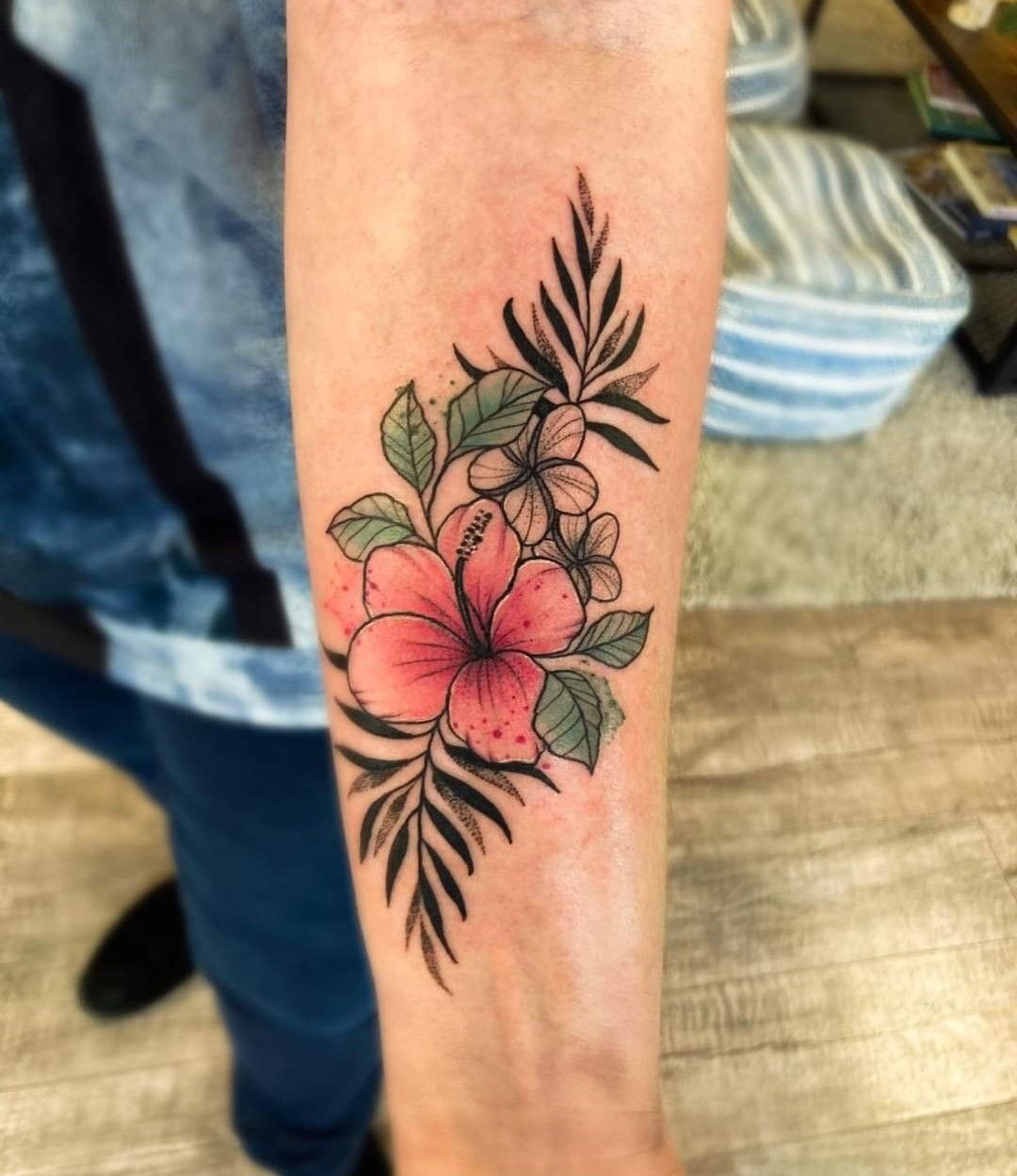 Hibiscus With Hummingbird Tattoo Design
