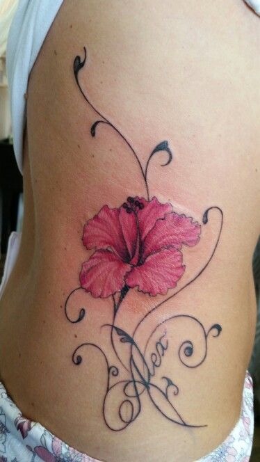 Vibrant Hibiscus Shoulder Piece Tattoo Design