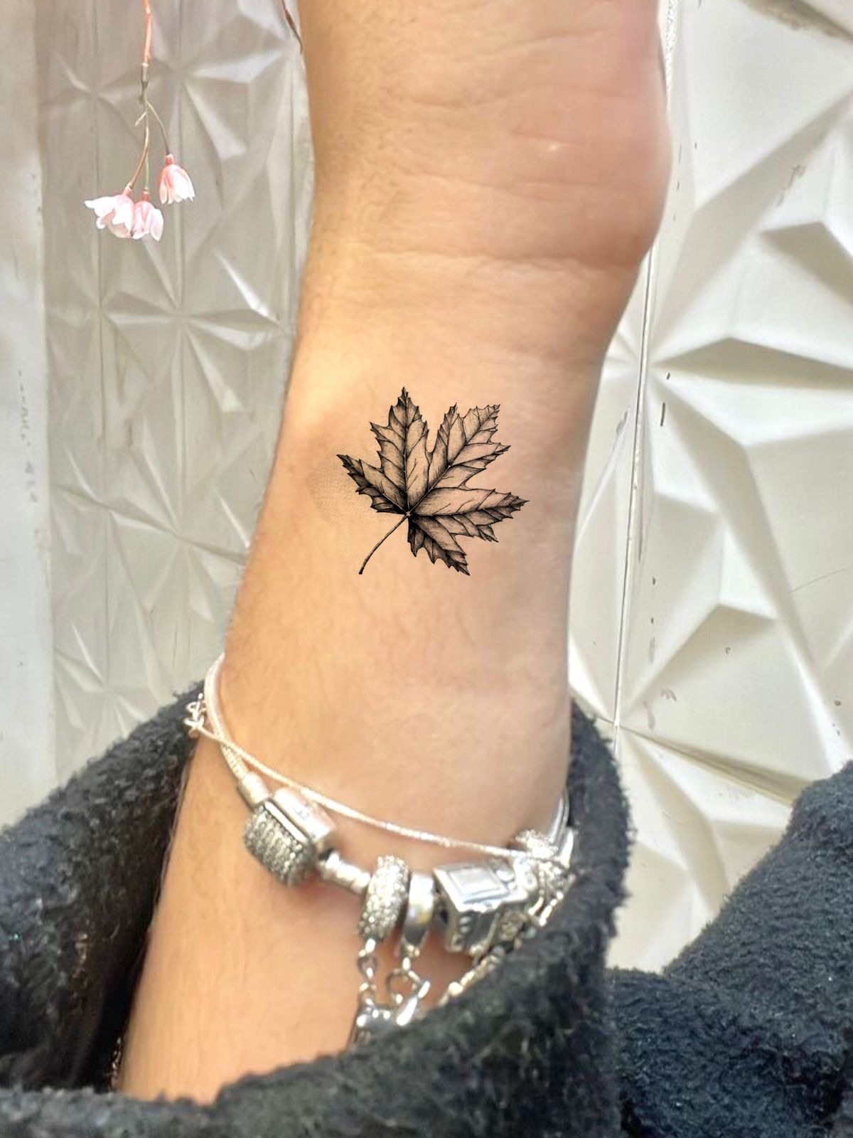 Botanical Maple on Wrist Tattoo Design