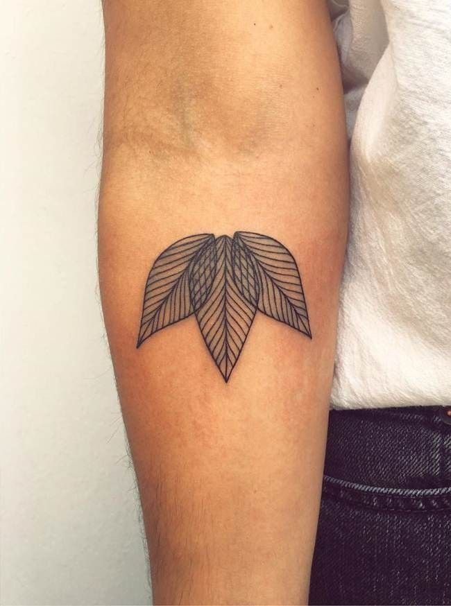 Overlapping Minimalist Leaves Tattoo Design