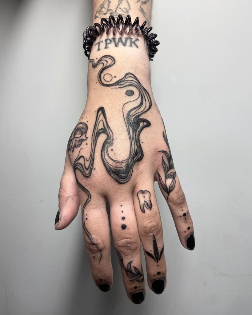 Abstract Contour Line Hand Tattoo Tattoo Design