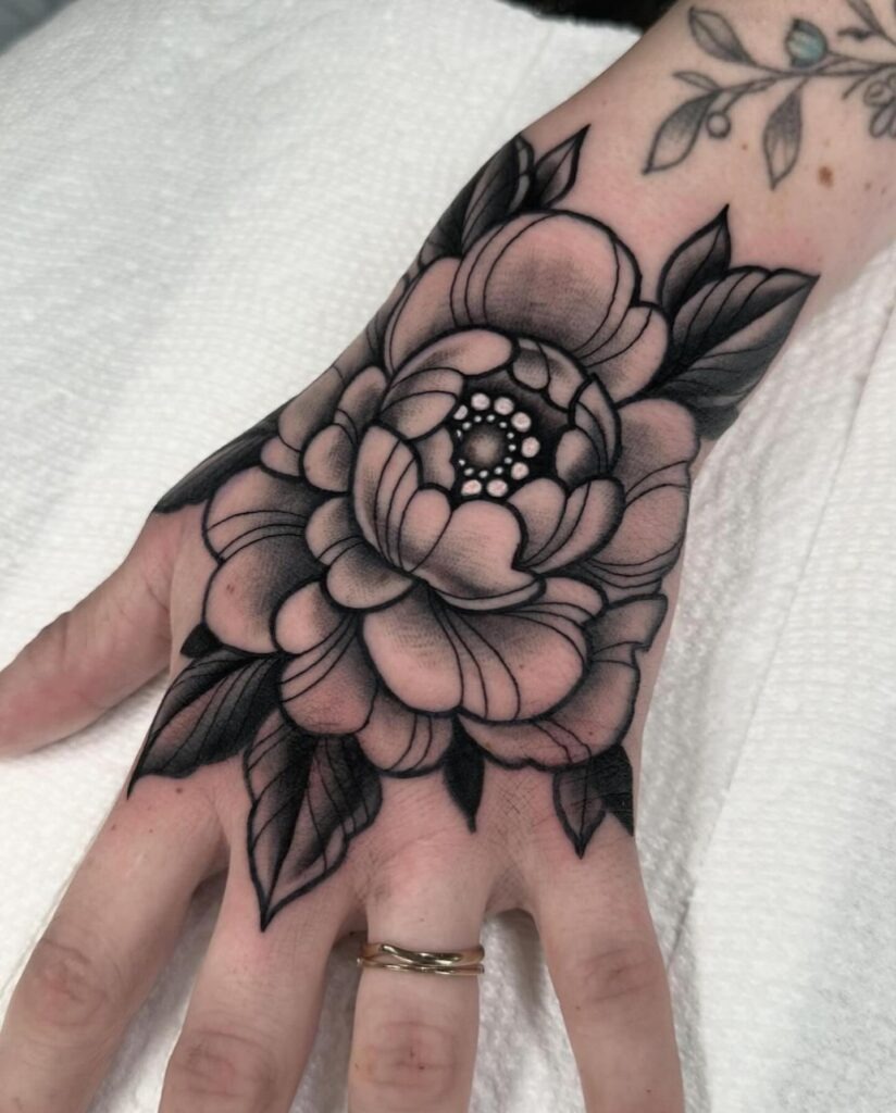 Botanical Elegance Hand Tattoo Tattoo Design