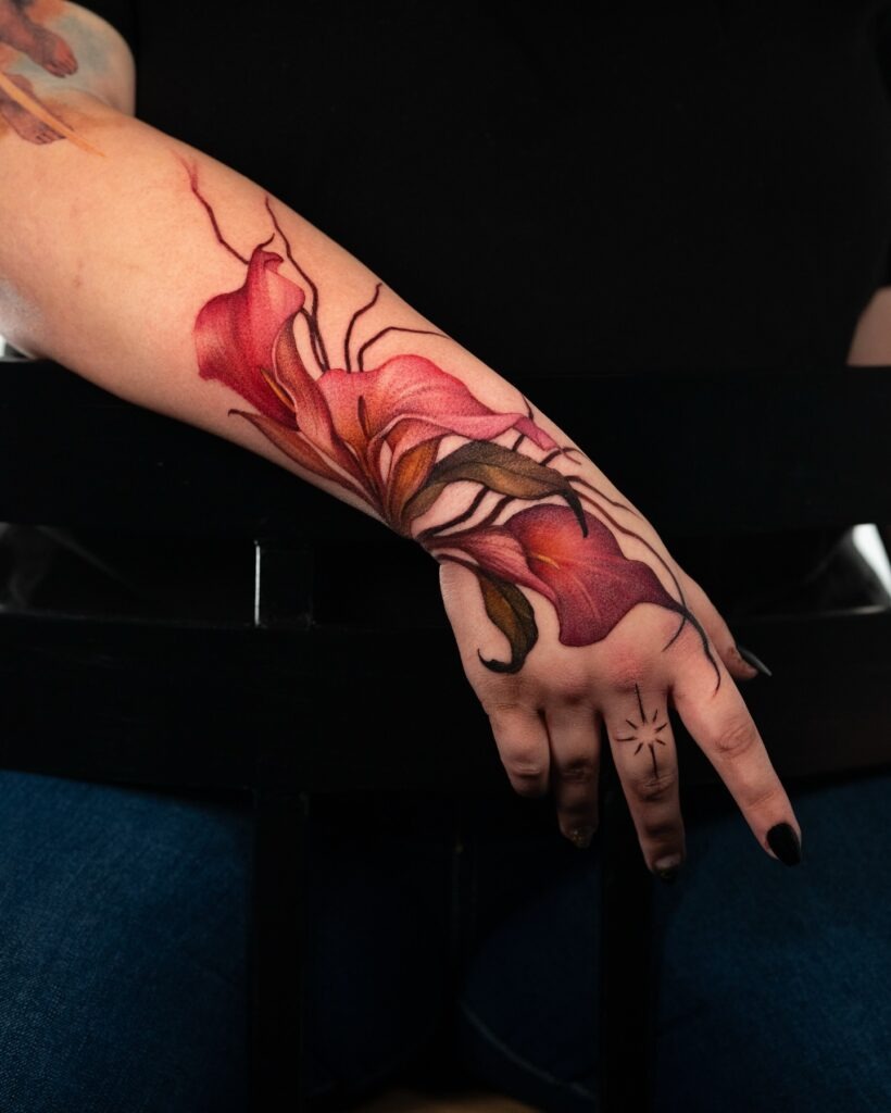 Celestial Hand Tattoo with Lunar Phases Tattoo Design