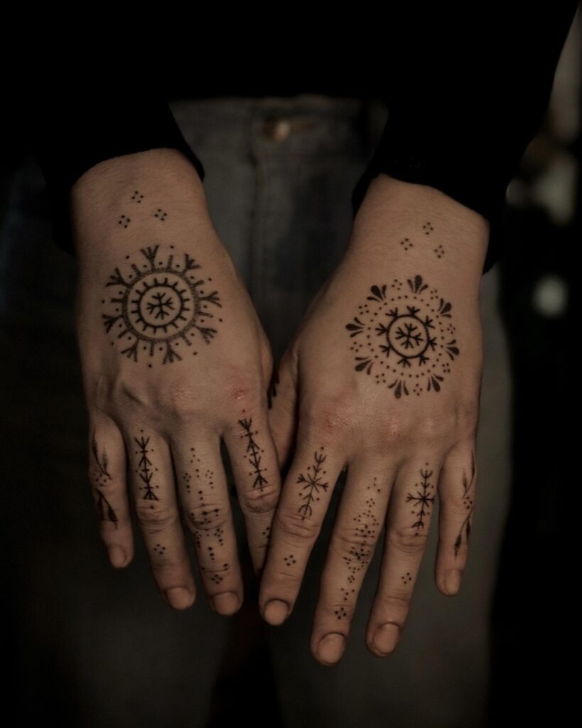Hypnotic Eye and Waves Hand Tattoo Tattoo Design