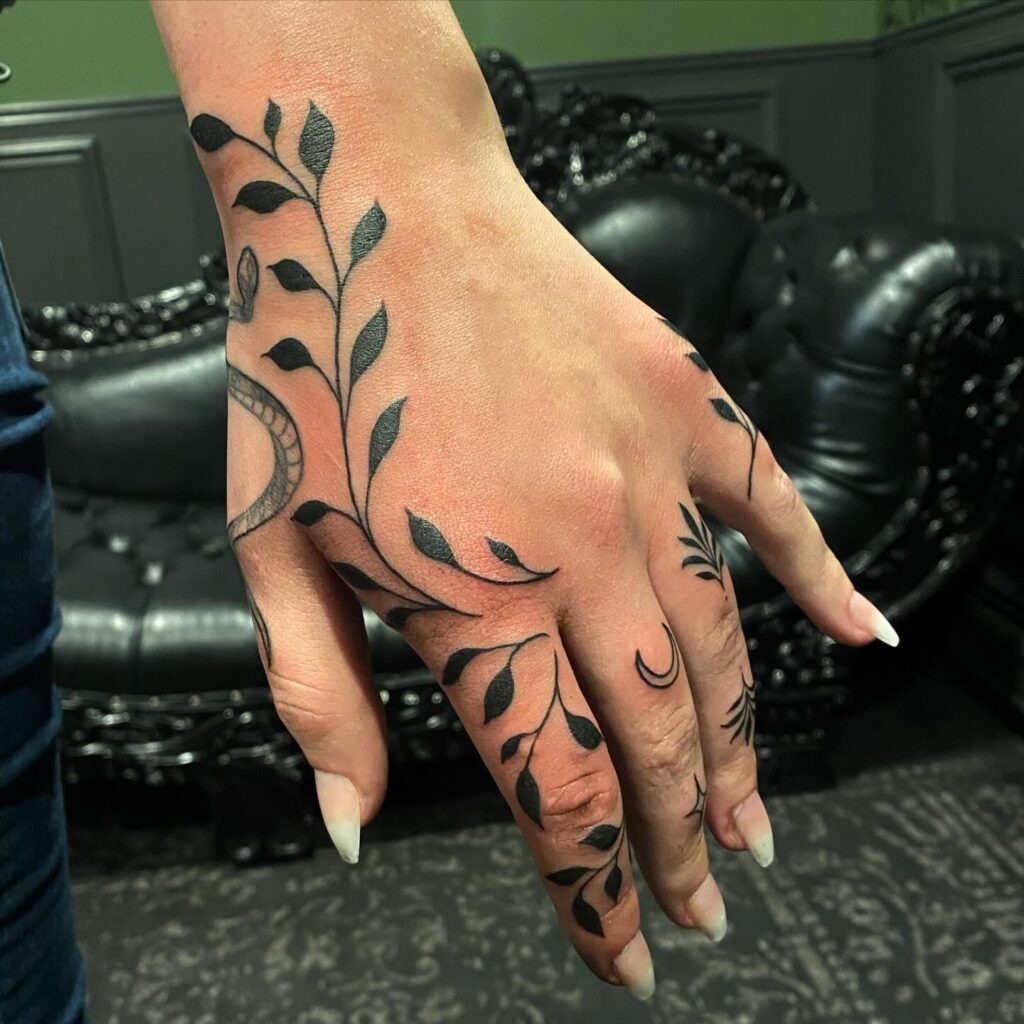 Ornamental Hand Tattoos with Initials Tattoo Design