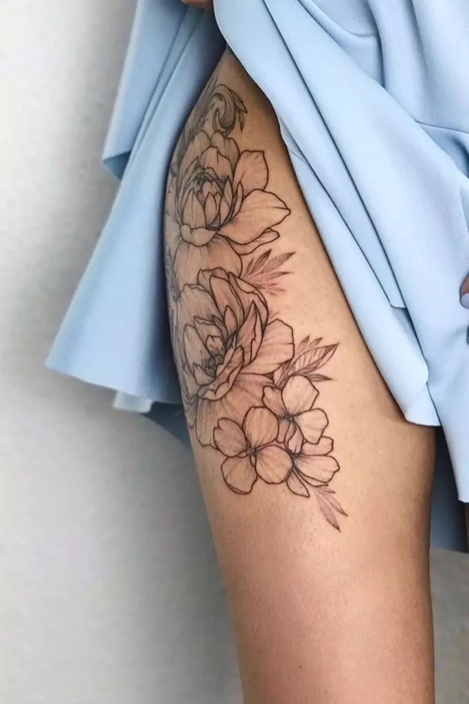 Intricate Dragon and Floral Fusion Tattoo Design
